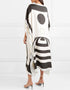 White And Black Latest Soft Silk Crepe Kaftan Back View